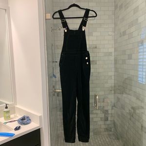 3x1 black velvet overalls - xs